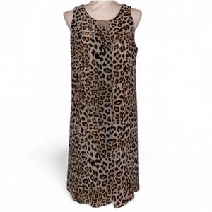 JBS Sleeveless Midi Dress Leopard Print Black Gold Tan NWOT in Size 8